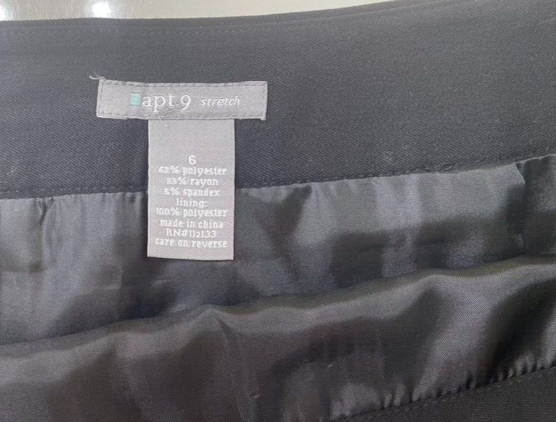 apt 9 skirt size 6 black knee length lined business professional dressy