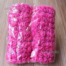 144Pcs 2.5cm Artificial Flowers Mini Foam Roses with Stem Wedding Bouquet Decor