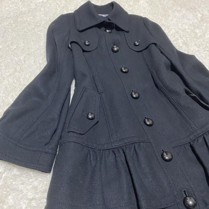Women size S Coat Burberry Blue Label Frill Coat Check Black 36S Outer
