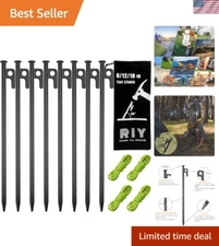 Superior 8 Metal Tent Pegs - 12" Heavy-Duty, Sharp-End Design for Easy Anchoring