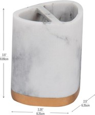 Marble Design Resin Toothbrush Holder for Bathroom Countertop, White Accessory