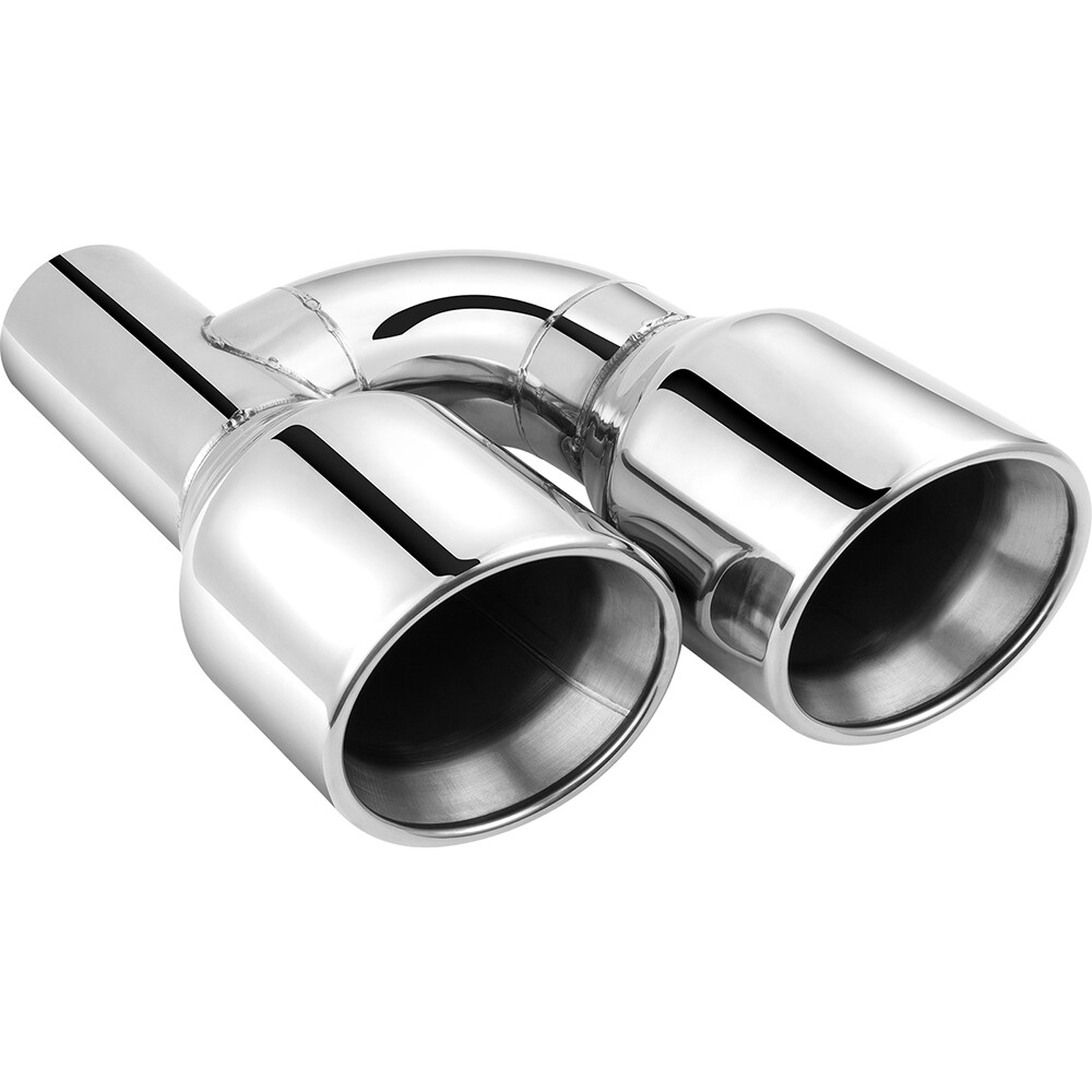Pair Slant Cut 2.5" In 4" Out Exhaust Tips Dual Wall Weld-on For Dodge Charger