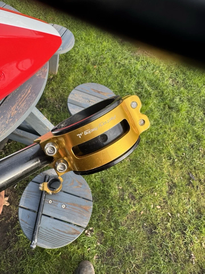 Motorcycle Clip On Bars 45mm Fork Gold Universal Aluminium Pair With Bar Ends - Image 3 of 4