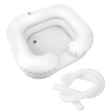 Inflatable Shampoo Basin with Neck Support, PVC, White, 60x55cm