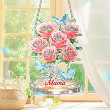 Personalized Rose Acrylic Suncatcher Mom Gift Custom Window Decor