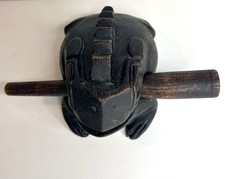 Hand Carved Wooden Frog Guiro Rasp - Makes Realistic Ribbit Sound Percussion