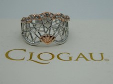 Welsh Clogau Sterling Silver & 9ct Rose Gold White Peacock Topaz Ring size K
