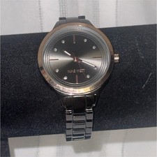 Nine West Women's Quartz Analog Watch Black Dial Silver Tone Metal Bracelet