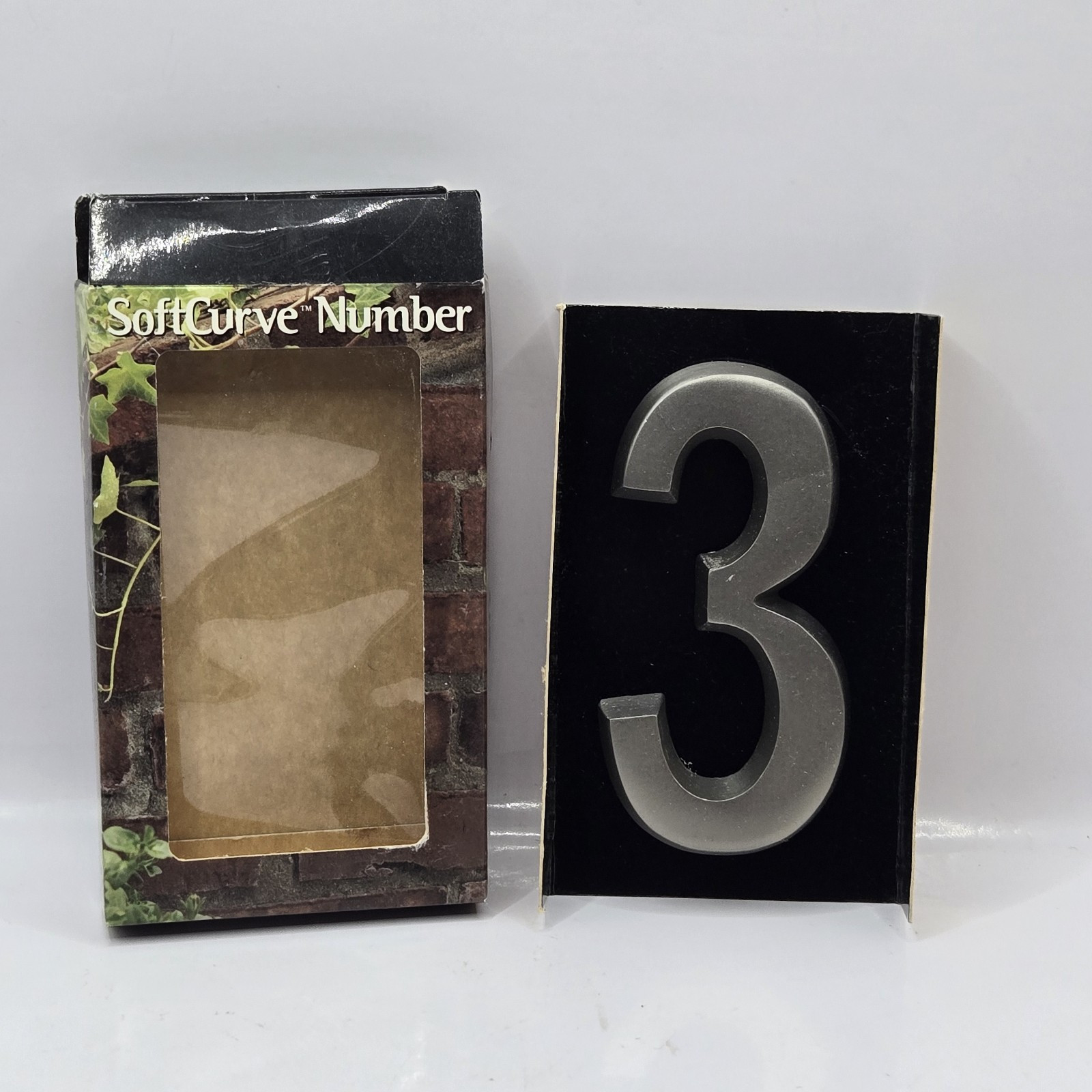 Address Plaque Number 3 Three By Softcurve 4&rdquo; X 2&rdquo;. Open