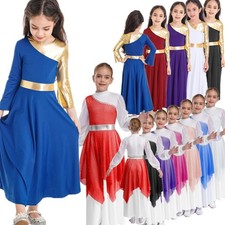 Girls Liturgical Dance Dress Long Church Worship Dress Praise Lyrical Dancewear
