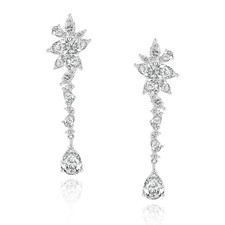 Dangle Earrings for Brides, 925 Sterling Silver Wedding Drop Earrings for Women