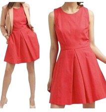 Gap Cotton Sleeveless Dress 2 Fit & Flare Preppy Coastal Red Pockets NWT