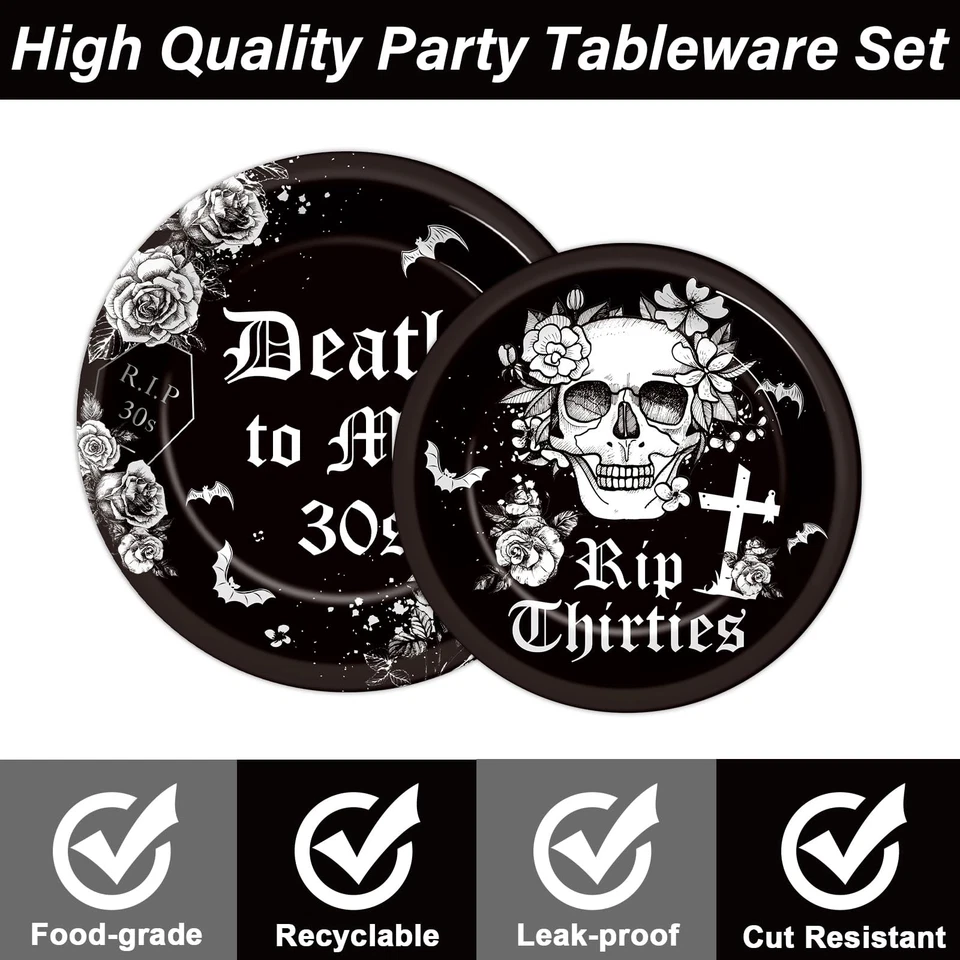 Juego de servilletas platos fiesta cumpleaños 40 para 24 invitados muerte a mis treinta años Foto 4 de 4