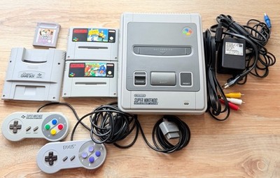 Super Nintendo SNES 2 Controller  Spiele Gameboy-Adapter Top Zustand #008