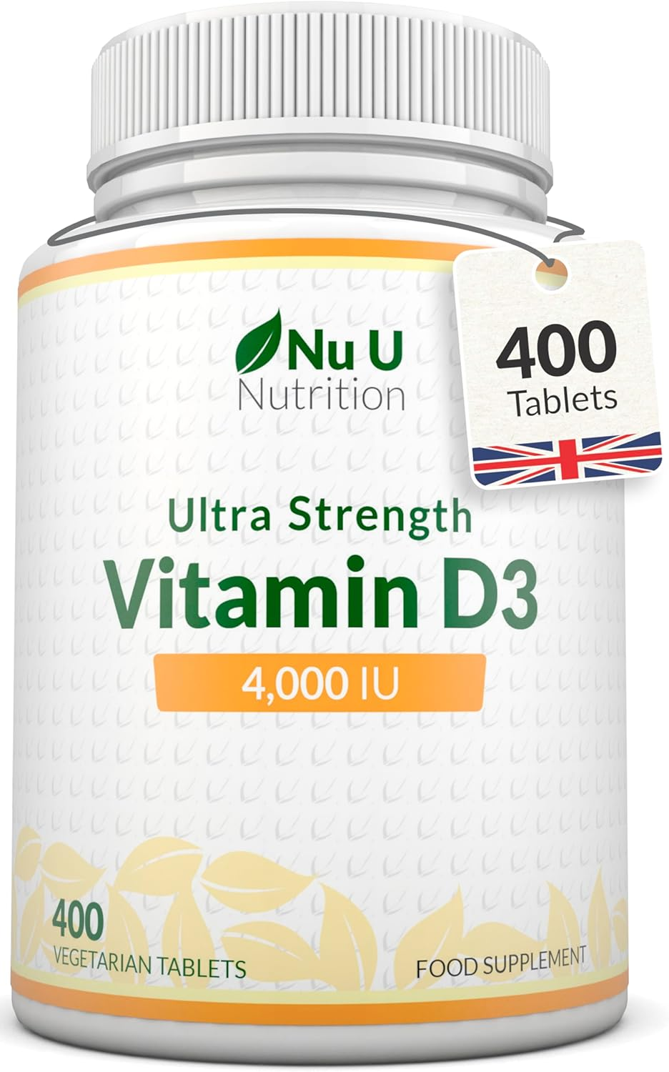 Vitamin D3 4000 IU - 400 Vegetarian Tablets - 13 Month Supply - High Strength 10