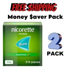 Nicorette Fresh mint Gum 2Mg 210 Pieces PACK OF 2