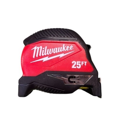Milwaukee Tape Measure 25 ft Compact Wide Blade Magnetic Hook Red Belt