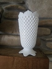 Vintage Fenton White Hobnail Milk Glass Vase 9"