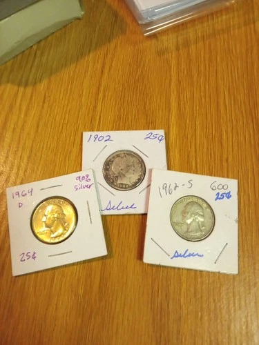 SILVER QUARTERS -64d 1902barber/62s