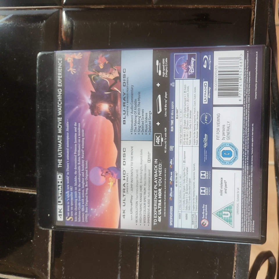 Dvd Aladdin - Steelbook Edition Spéciale Fnac Blu - ray + Blu - ray 4K Ultra HD - Photo 3/3