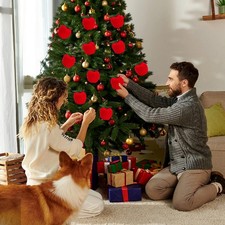 12-Pack Red Christmas Apple Ornaments,Festive Tree Decorations for Holiday Party