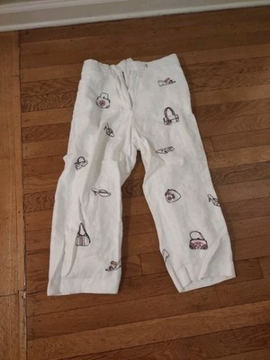 vintage y2k cropped linen capri trousers with embroidery size 4P 