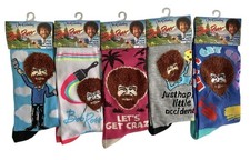 Bob Ross Joy of Painting Happy Clouds Novelty Crew Socks Unisex M 8-12 W 9-14