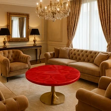 Red Agate Coffee Table - Natural Stone Art Handmade Gemstone Table for Home deco