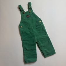 Vintage OshKosh B'gosh Green Corduroy Vestbak Overall Dungaree Romper Toddler 24