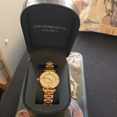  Emporio Armani AR1907 Damen Uhr - Gold - Kristalle - Inkl. Box - Batterie leer