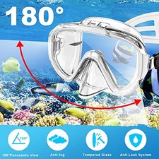 Zipoute Snorkel Dry Top Snorkeling Gear Panoramic Anti-Leak M61019 - White