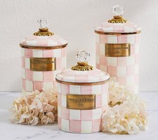 MacKenzie- Childs Enamel Check Medium Canister - Multi Color