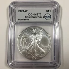 2021-W Type 2 Burnished American Silver Eagle - ICG MS70 Certified - 8325-SF