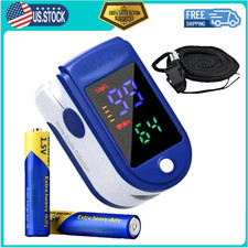 Finger Pulse Oximeter,Large Display Blood Oxygen Monitor w Batteries  Navy Blue