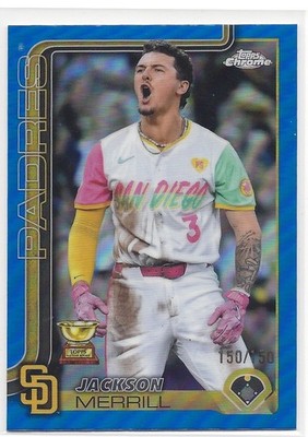 (0057) JACKSON MERRILL #150/150 2025 TOPPS CHROME BASEBALL BLUE REFRACTOR #61
