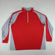 Foot Joy Sweater Mens XL Red Gray Quarter Zip Performance FJ Tech Golf Nylon