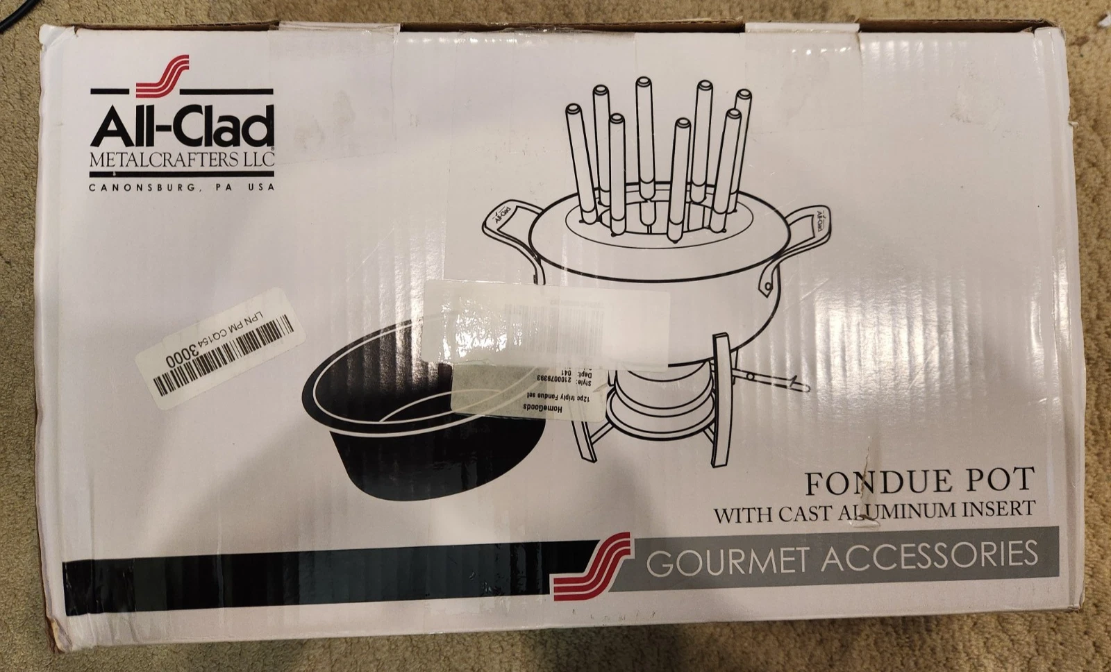 New/Open Box - Williams Sonoma All Clad Aluminum Insert Fondue Set FREE SHIPPING