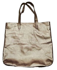 ☆ IQ Accessories Faux Leather Tote Bag Handbag Gold 100% Polyester