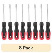 (8 pack) 1/4 x 4 inch Slotted Screwdriver with Comfort Grip Handle TS60209Z