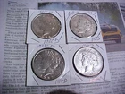 Lot Of (4) Silver Peace Dollars, 1922-D, 1923-D, 1923-S, 1926-S, Fine to X-Fine