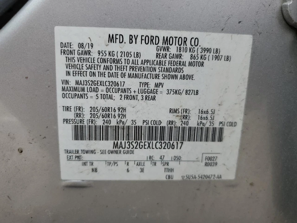 2020 Ford Ecosport Windshield Wiper Motor OEM FWD 73K Miles Used 3622191 - Image 2 of 4
