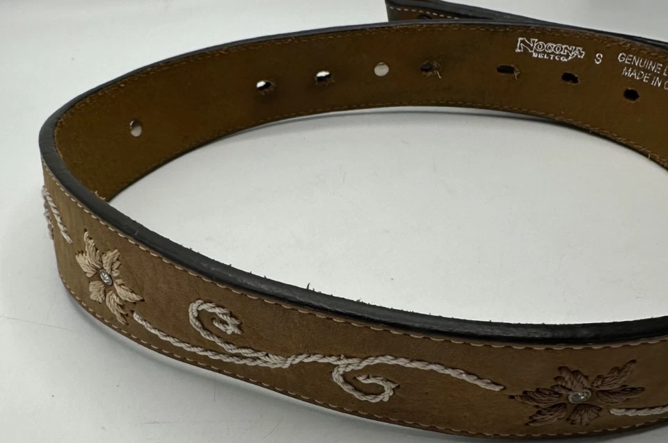 Women's Floral Embroidered Leather Belt Only Western S Rhinestone Nocona Belt - Image 2 of 4