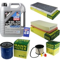 Mann Inspektionspaket 5L Liqui Moly Top Tec 5W-30 FüR Peugeot 807 2.2 Hdi 2.0