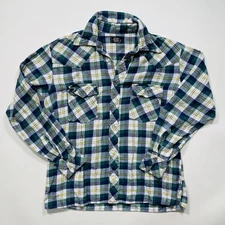 VTG JCPenny The Mens Shop Plaid Flannel 2 Pocket Button Front Shirt Men L
