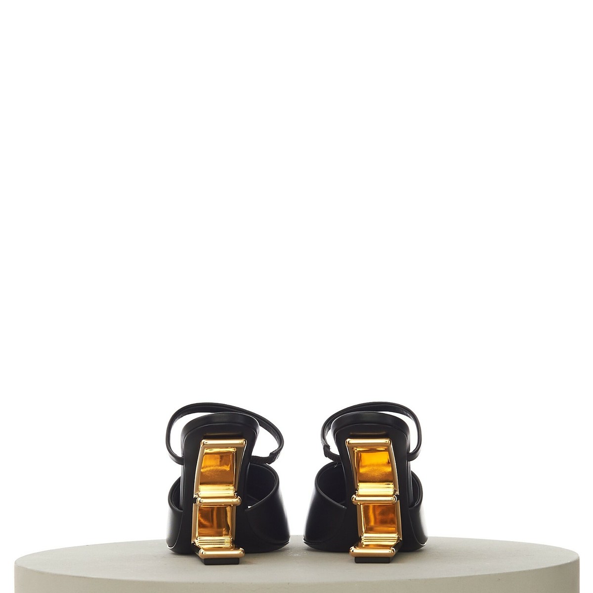 FENDI ブラック ゴールド ミュール ヒール9cm フェンディ フィール レザー ブラック | Fendi