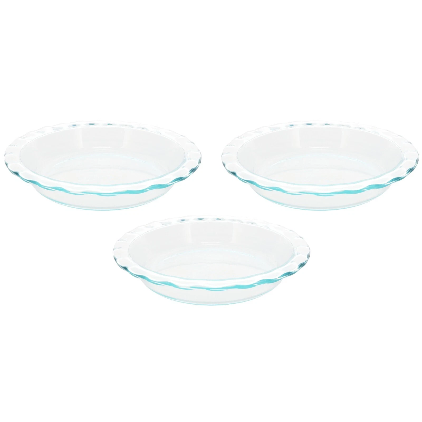 Pyrex Clear Fluted Rim Glass Pie Plate 9.5 x 1.6 in 24-CM (3-Pack)