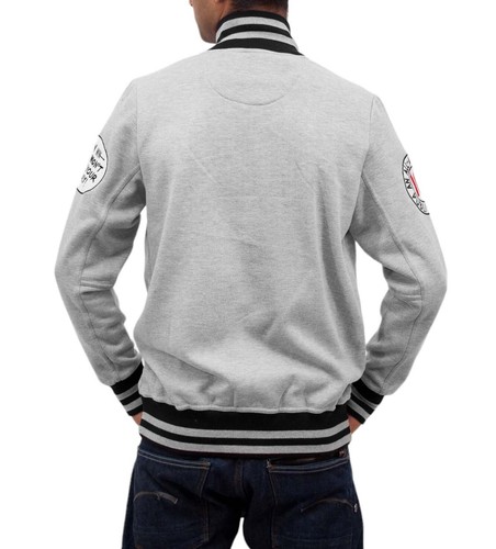 Phat Farm Men's Grey Designer Bomber Baseball Style Comic Marvel Retro Jacket - Picture 2 of 4
