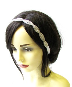 headpiece vtg 2083 headband diamante ivory beaded bridal silver