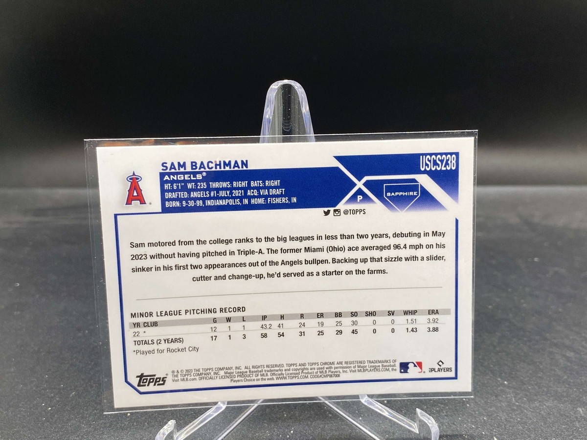 Sam Bachman 2023 Topps Chrome Update Sapphire USCS238 Angels RC | eBay