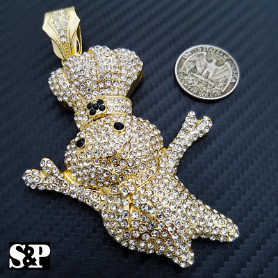 HIP HOP ICED GOLD PLATED LAB DIAMOND RAPPER'S LARGE DOUGHBOY BUST DOWN ...